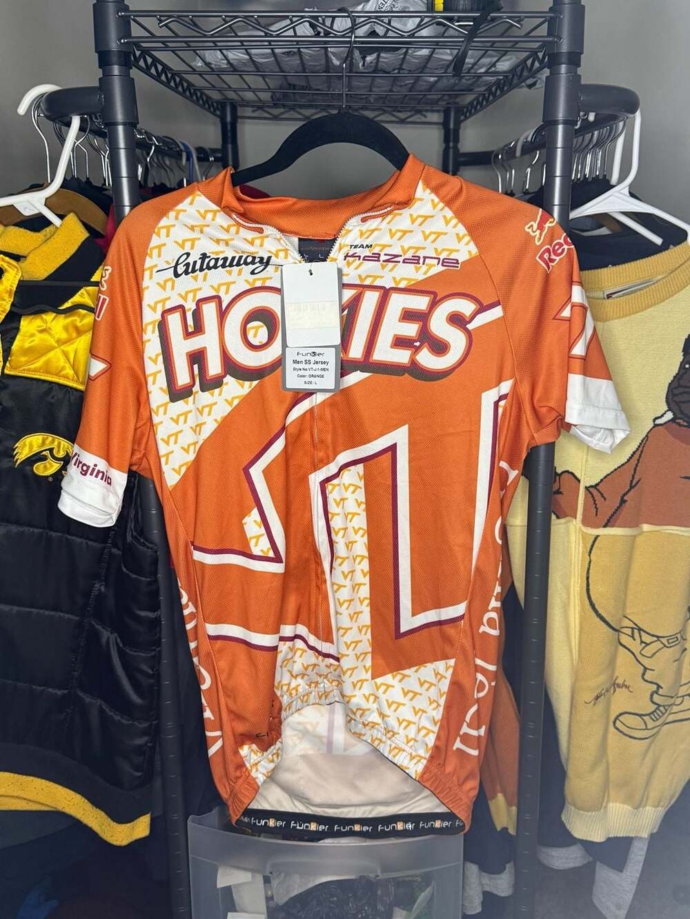 Funkier Virginia Tech Hokies Men's Short Sleeve Cycling Jersey Size L